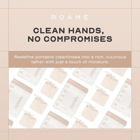 50-Pack ROAME Portable Soap Sheets Ultra-Thin Soap for Hand Moisture & Hygiene Water-Activated, Compact, Cruelty-Free