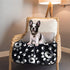 Soft Fleece Dog Blanket for Small Medium Dogs, Cute Paw Print Fluffy Flannel Pet Blanket Mat Cover for Bed Couch, Black