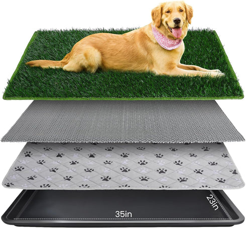 FURWAY Dog Grass Pad with Tray Artificial Grass Puppy Pee Pad for