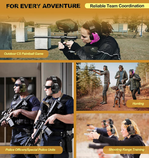 W01 Communication Walkie Talkies Compatible with Walker's Razor Slim Electronic Ear Muffs, Handsfree for Outdoors