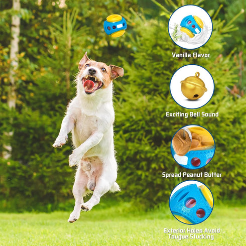 2PCS Premium Dog Treat Balls 3", Glow in The Dark Fetch Toys for Small/Medium/Large Dogs, Vanilla Flavor