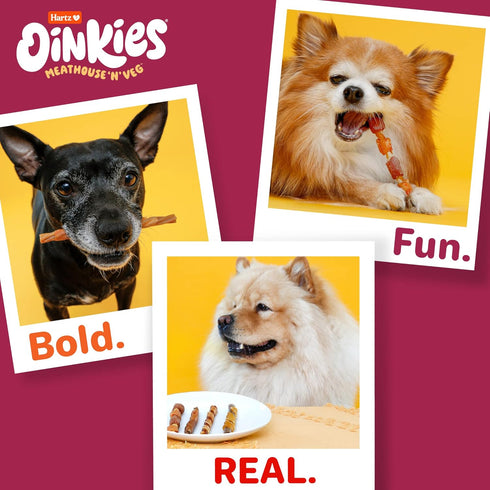 Oinkies Meathouse'n'Veg Tender Ribs Dog Treats with Real Chicken, Duck, Veggies & Peanut Butter Flavor, 22 Count