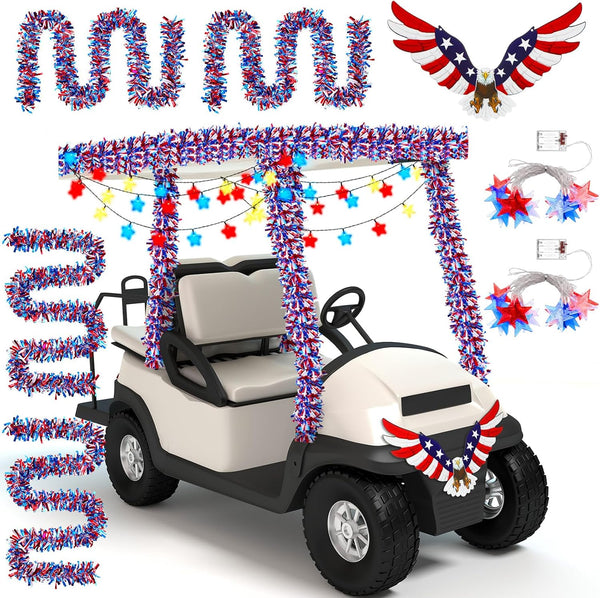 Daifunli 4th of July Patriotic Golf Cart Decorations Kit 250th Anniversary Star String