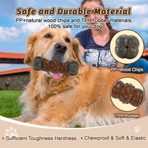 Large Dog Toys for Aggressive Chewers - Tough Indestructible Dog Toy - Long Lasting Dog Bones for Medium/Large Dogs