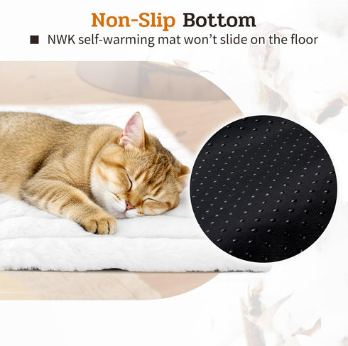 Pack 4 (43.5'' 27.5'' 0.7'')) NWK of Fluffy Self Warming Cat Mat, Cat Blanket, Thermal Dog Mat, Washable, Non-Slip