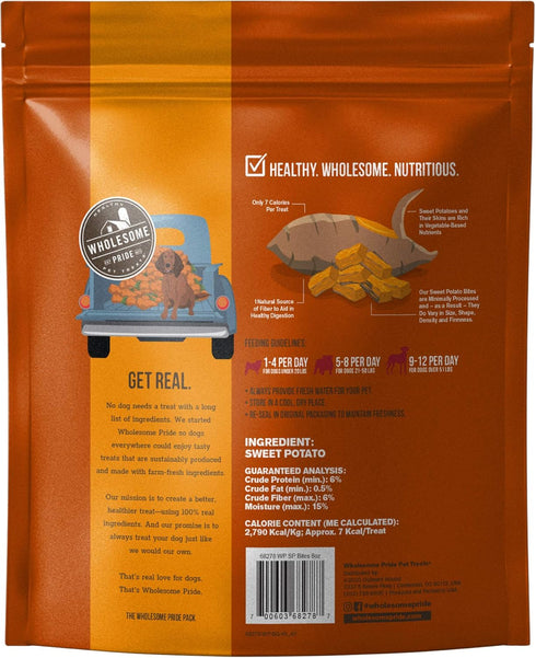 Wholesome Pride 100% All-Natural Sweet Potato Bites Dog Treats, 8 oz
