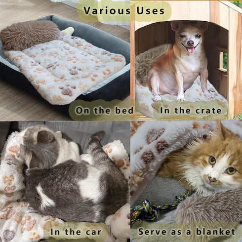 Dog Crate Mat with Pillow - Warm Kennel Liner Blanket, Plush Big Dog Bed 35x26 inches