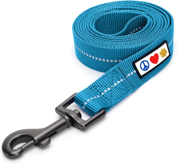 Pawtitas 6 FT Recycled Dog Leash with Reflective Stitched Thread, Small Reflective Dog Leash, Teal