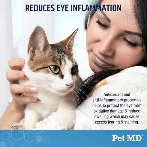 Pet MD Tear Stain Remover for Dogs & Cats, 60 ct Antioxidant Eye Care Supplement with Lutein and Omega 3 & 6