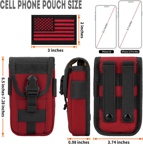 IronSeals Tactical Phone Holster Pouch, Molle Attachment Waist Bag for 4.7"-6.9" Phones with Tactical Gear Clip