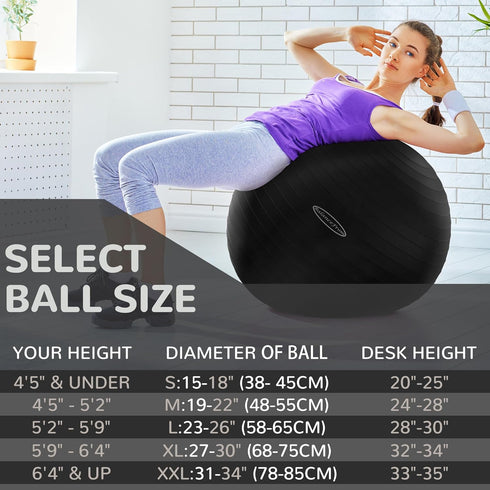 Fitvids Anti-Burst Exercise Ball - Fitness, Yoga & Pilates