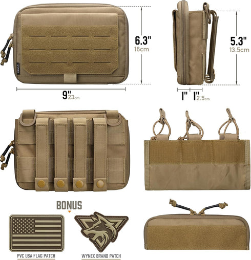 WYNEX Molle Admin Pouch of Kangaroo Style, Tactical Utility Tool Pouch with Mag/Zipper Strip Insert Modular EDC Medical