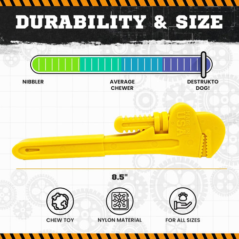 SodaPup Industrial Dog Pipe Wrench - Durable Chew Toy Made in USA from Non-Toxic Nylon Material for Dogs