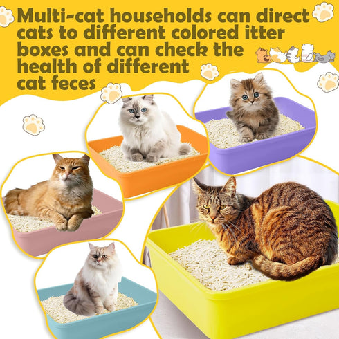 5 Pcs Kitten Small Litter Box Set, Open Cat Litter Box with 5 Scooper, Portable Litter Box for Small Pet, 12.6 x 8.7 x