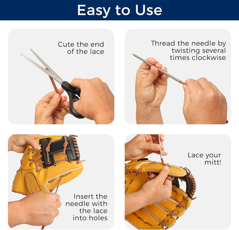 TOFL Softball and Baseball Glove Lace Kit - Mitt Lace Glove Repair Lacing Kit with 2 Leather Laces