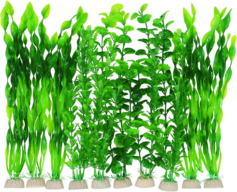 AQUANEAT Fish Tank Decorations, 10 Packs Plastic Aquarium Plants
