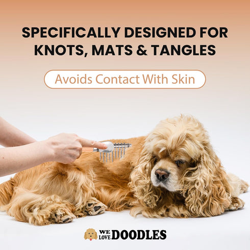 Dog Dematting Brush & Rake, Detangler Tool for Grooming, Best for Doodles, Poodles, Goldendoodles, Cats & Other Pets