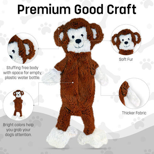 FGA MARKETPLACE Pack of 5 Flat NO Stuffing NO Squeak Plush Dog Toys, Funny Style for Small and Medium Dogs
