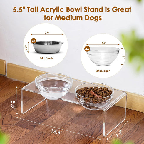 Additional Glass Bowl for The Feoyoho Feeders - Replacement Pet Glass Bowl, 34 oz, Dishwasher Safe