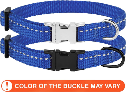 CollarDirect Reflective Dog Collar for Small, Medium, Large Dogs or Puppies, Quick Release Buckle, Blue