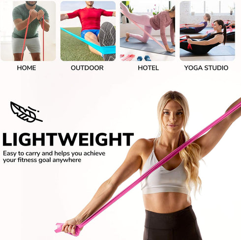 Resistance Bands for Working Out | 7Ft Long Exercise Bands with Carry Pouch and Door Anchor, Latex Free Workout Bands,