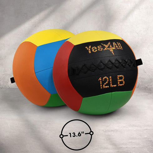 Yes4All Wall Ball, Soft Leather Weighted Medicine Ball for Dynamic Multifunctional Exercise, 6lbs - 30lbs