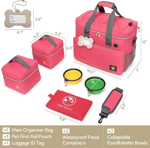 Multi-Function Pet Travel Bag - Ideal for Week Away/Overnight Trips - Cat & Dog Travel Accessories with Diaper Bag