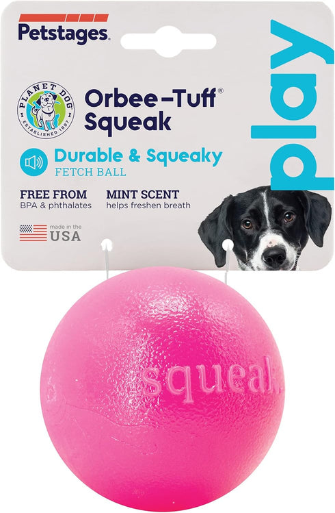 Outward Hound Orbee-Tuff Squeak Ball - Pink Dog Fetch Toy
