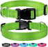 Reflective Dog Collar with Buckle - Adjustable Safety Nylon Collars for Small Medium Large Dogs, Grass Green M