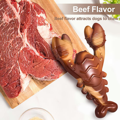 PETSTA Indestructible Dog Toys for Aggressive Chewers, Real Beef Flavored Dog Bone for Large and Medium Breeds