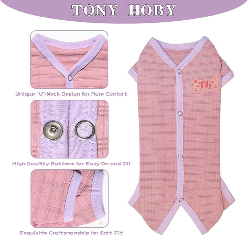 TONY HOBY Dog Pajamas, Recovery Suit for Small Medium Dogs After Surgery, Bean Pink, Size S