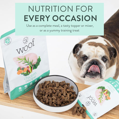 Woof Air Dried Dog Food, High Protein Dog Food Toppers, Limited Ingredient Recipe, Chicken, 3.5 oz