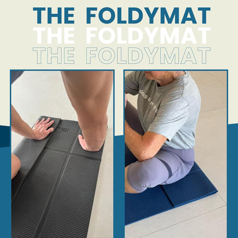 Non-Slip Orthopedic Yoga Mat - Fold-Over Joint Support with Body Alignment Lines - Great for Seniors