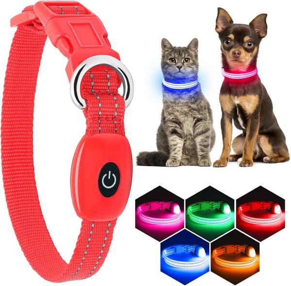 Light Up Dog Collars - Reflective LED Dog Collar, Rechargeable Cat Collar, Glowing Lights for Small Dogs & Cats
