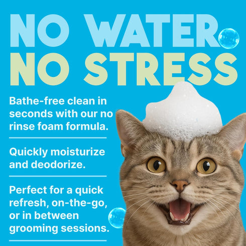 TropiClean No Rinse Waterless Cat Shampoo, Dandruff Treatment, Moisturizing Dry Shampoo, Aqua de Coco Scent