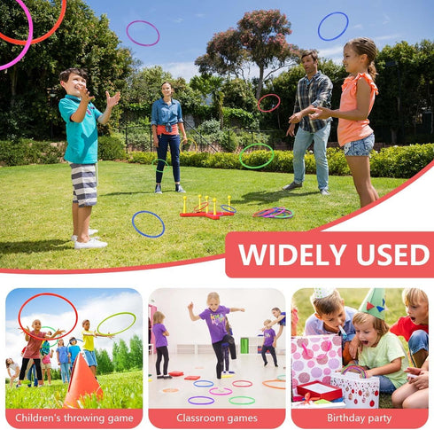OBTANIM 12 Pcs Plastic Ring Toss Game for Kids, Outdoor Toss Rings, Random Colors