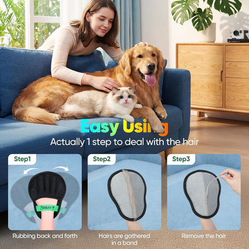 JGLXF 2Pcs Upgraded Pet Hair Removal Glove for Dogs & Cats, Electrostatic Five-Finger Hair Remover for Furniture