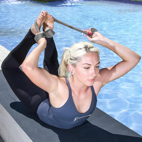 ProsourceFit Metal D-Ring Yoga Strap - 8’ Durable Cotton for Stretching and Flexibility