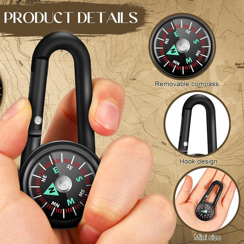 Magnetic Compass Keychain, Small Pocket Survival Mini Compass for Hiking and Camping