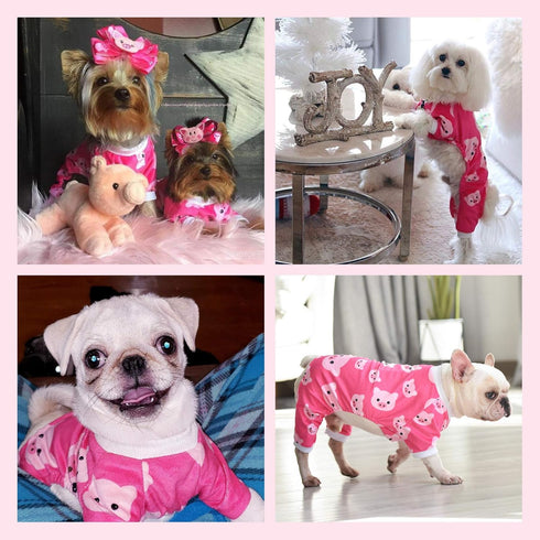 CuteBone Dog Christmas Pajamas, Puppy Onesies for Small Dogs, Soft Pjs Coat Cat Apparel