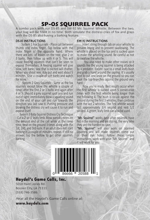 Haydel's Game Calls SP-05 Squirrel Call Pack, Squirrel Calls for Hunting