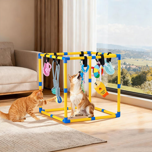 23x23x23 Inch 8 Keaber Puppy Play Gym - Puppy Jungle Gym with Hanging Toys for Small Dogs & Puppies Activities Center