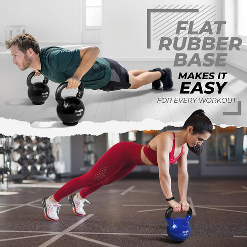 Yes4All Kettlebells, Rubber Base Kettlebell Set for Women, Strength Training Weights (10-65 lbs)