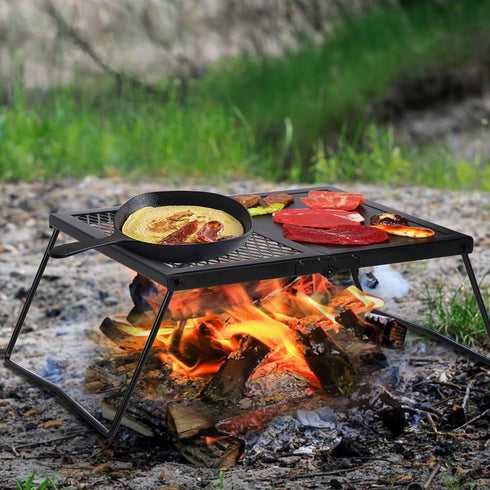 REDCAMP Heavy Duty Folding Campfire Grill, Portable Cooking Racks and Griddle for Versatile Outdoor Campfire Cooking