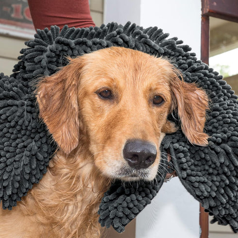 Furhaven 30" x 21" Highly Absorbent Dog Door Mat, 100% Washable, Chenille Rug for Entryway, Charcoal