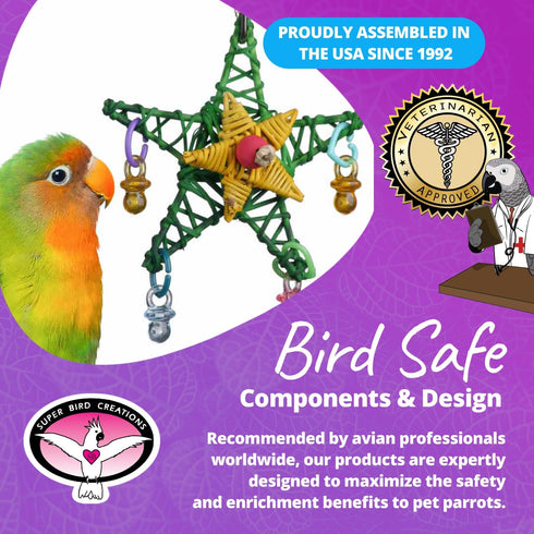 Super Bird Creations SB586 X-mas Star Bird Toy, Small Size