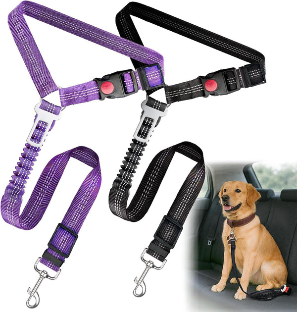 Frskcssd 2-Pack Dog Car Seat Belt, 3-in-1 Headrest-Mounted Dog Seatbelt for Car, Adjustable