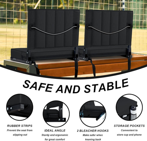 (1pcs) Aliphon Stadium Seat for Bleachers with Back Support and Cushion, Bleacher Seats with Shoulder Strap and Cup