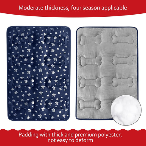 Soft Dog Crate Mat (36" X 23"), Personalized Dog Bed Mat with Cute Prints, Anti-Slip Bottom, Machine Washable Kennel Pad