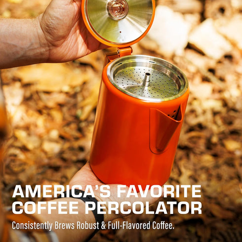 Bozeman [9 COLETTI Orange Percolator Coffee Pot Camping Coffee Makers Campings Favorite Percolator NO Aluminum